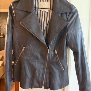 Anthropologie Women's Black Leather Jacket (flaw on inside neck)